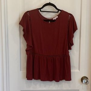Anthropologie dark red top